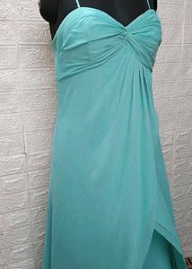 Elegant Aqua Maxi Dress + Freebie 2 Earings Set