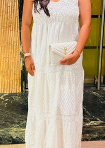 White Lace Tiered Dress