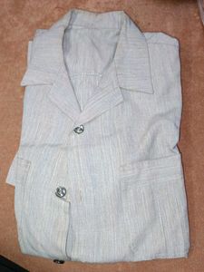 Men's Light Grey Button-Down Shirt