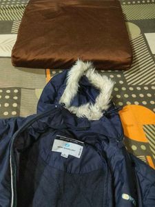 Women Blue Fur Hoody Winter Special Jacket Korean