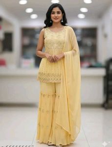 Elegant Yellow Sharara Suit Set