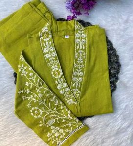 Lime Green Embroidered Kurti