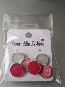 Cute White and Red Circle Earrings