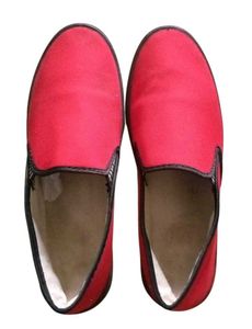 Red Canvas Slip-On Shoes