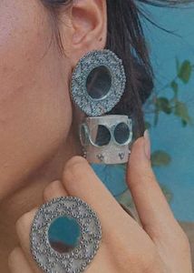 Boho Sliver Mirror Rings &amp; Bracelet Set