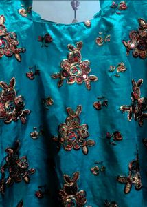 Teal &amp; Brown Embroidered Salwar Kameez
