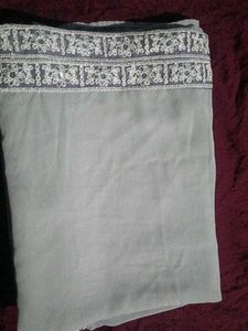 Elegant Gray Embroidered Saree