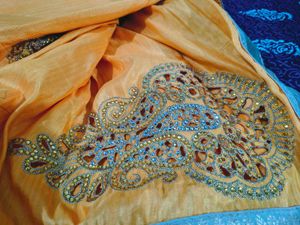 Beautiful Yellow Stone Saree