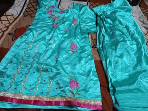 Offer SellTeal Embroidered Kurta Set