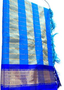 Blue Mangalagiri Pattu Zari Saree