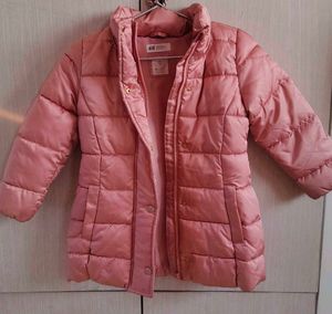 Pink Puffer Jacket with Faux Fur Hood