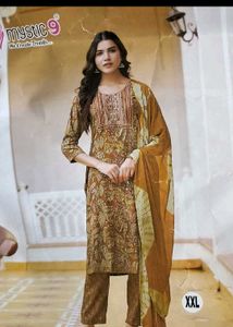 Elegant Brown Printed Kurta Set