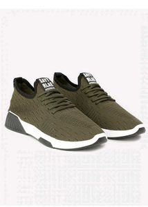 Olive Green Knit Sneakers