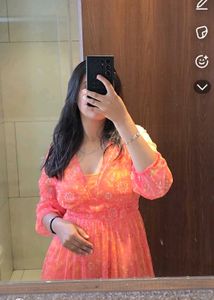 Orange Tiered Midi Dress