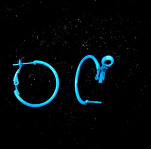 Neon Yellow and Blue Hoop Earrings