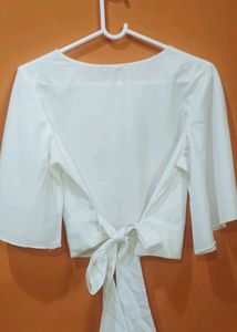 Waist Tie Up Top And Skirt Set
