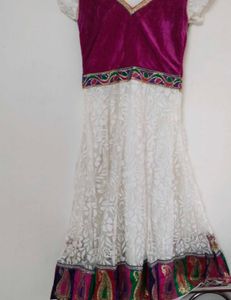 Anarkali Pink And White Dress