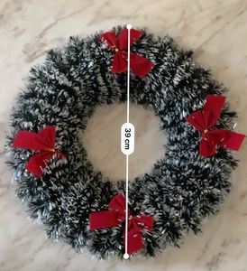 Festive Christmas Wreath with Red Bows – Plastic T