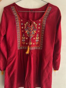 Embroidered Peasant Top