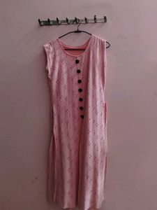 Pink Sleeveless Button-Down Dress