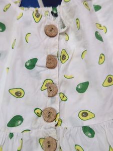 Super Cute Strappy White Dress With Avacado Print.