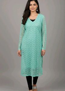 Elegant Sea Green Lace Kurti