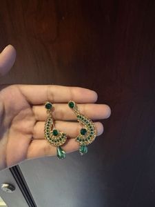 Elegant Green & Gold Earrings