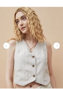 Striped Linen Blend Vest
