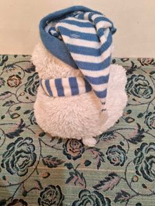 Polar Bear Whit Snowflakes Blue Striped Hat &amp;scarf