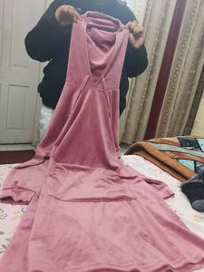 Pink Velvet Loungewear Dress with hoddie
