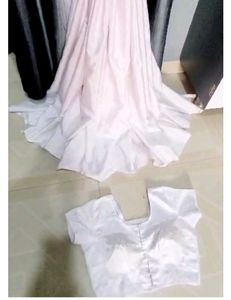 White Silk Saree &amp; Blouse Set
