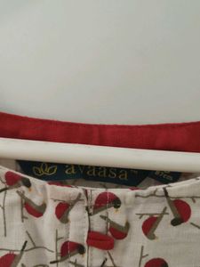 White Printed Fish Cut Anarkali Kurti
