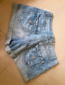 Women Denim Blue Shorts