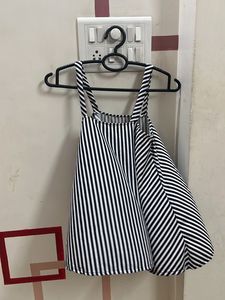 Asymmetric Black And White Stripped Top