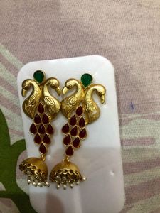 Gold Coloured Peacock earrings
