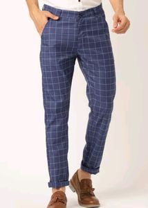 Checked Mid-Rise Slim Fit Chinos for Men