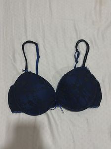 Navy Lace Padded Bra - Size 36B