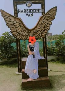 Navy &amp; White Kurta Sharara Set