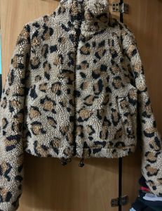 Animal Print Fur Zip Jacket.