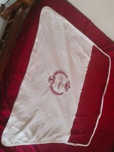 cute red and white baby blanket