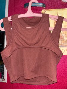 Brown Crop Tank Top