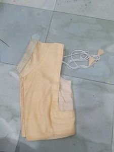 Elegant Golden Blouse Along With Ready 1 Min Saree