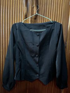 Black Button-Down Blouse