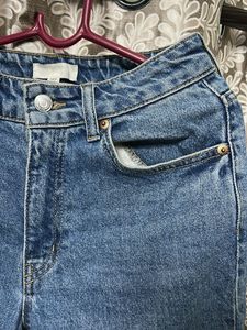 Blue Denim Straight Leg Jeans