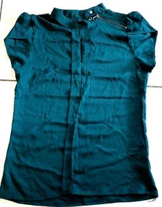 Green Zipper Women Top