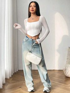 White Long Sleeve Crop Top