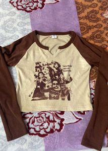 Retro Graphic Print Long Sleeve Top