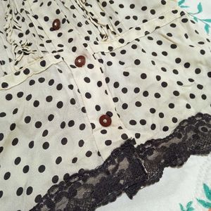 Vintage Polka Dot Adjustable Waist Top