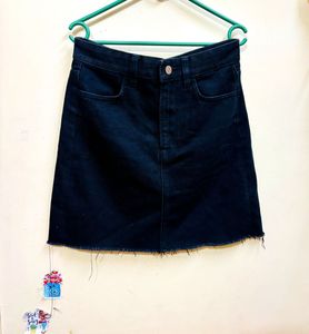 Women Black Mini Denim Skirt