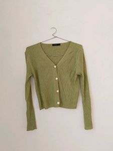 Korean Green Ribbed Top.